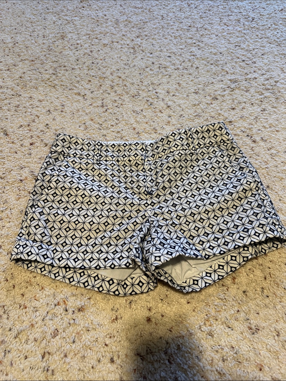 J. Crew Black and White Geometric High-Waist Women’s Shorts